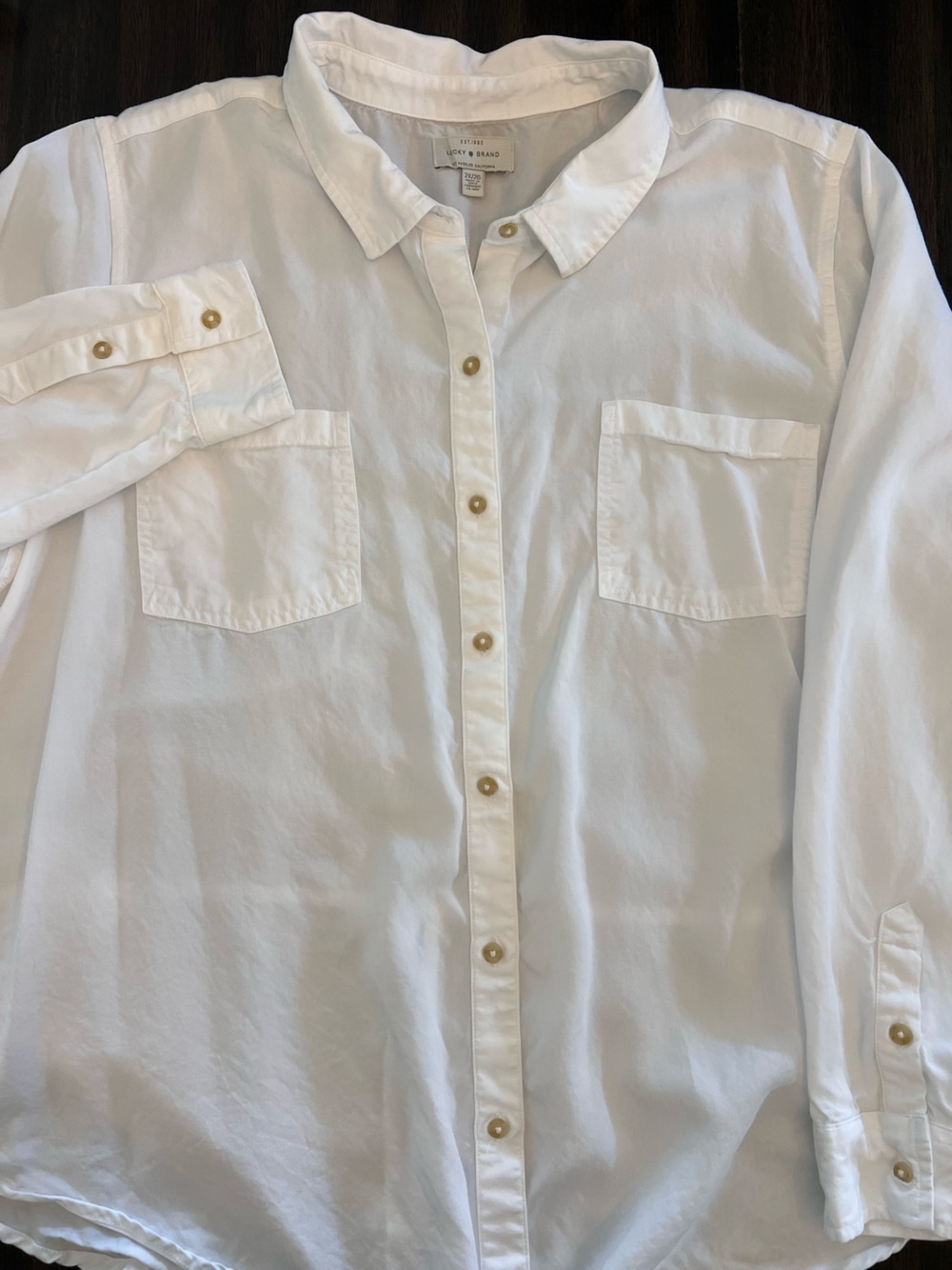 Lucky Brand White Long-Sleeve Button-Up Shirt